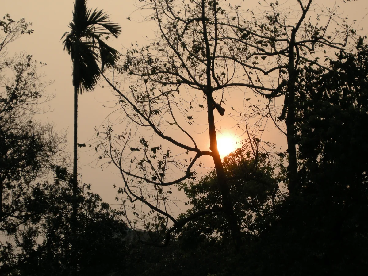 Sunset over Hoan Kiem Lake in the Old Quarter of Hanoi, Vietnam