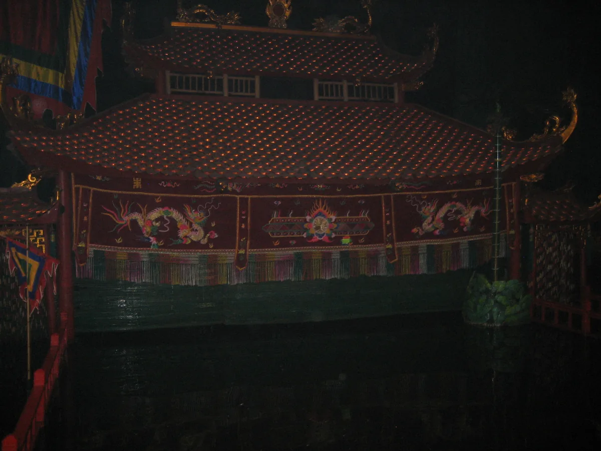 Colourful Vietnamese water puppets on the water stage